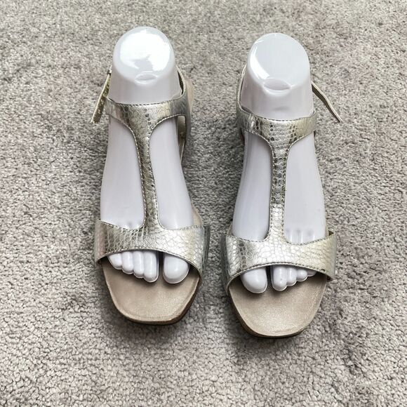 Me Too Metallic Snake T-Strap Sandals Womens 10M Silver Open Toe Casual W/ Box - Picture 7 of 15